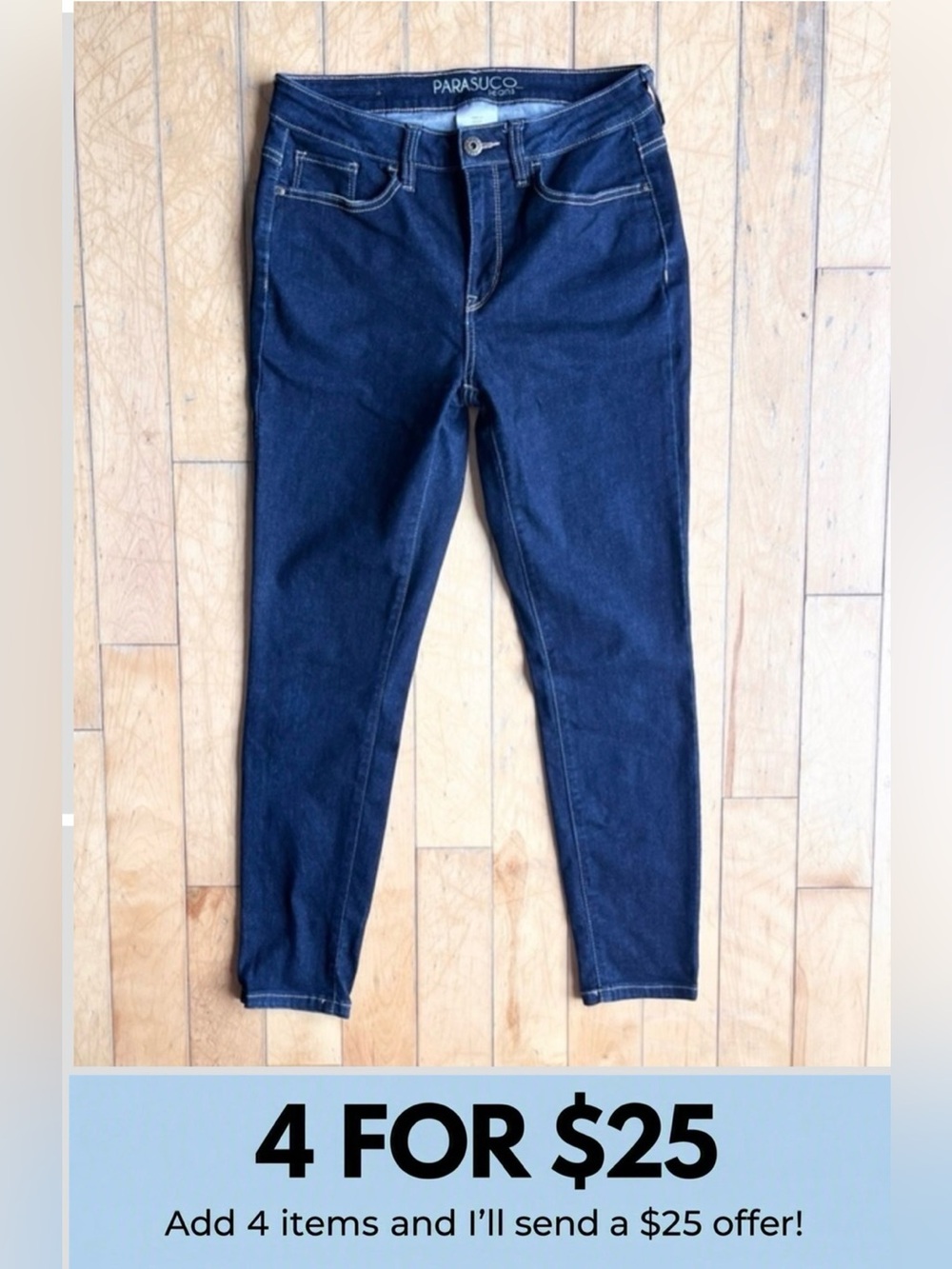 Parasuco Dark Wash Stretch Classic Y2K Style Denim Essential Skinny Jeans Size 8
